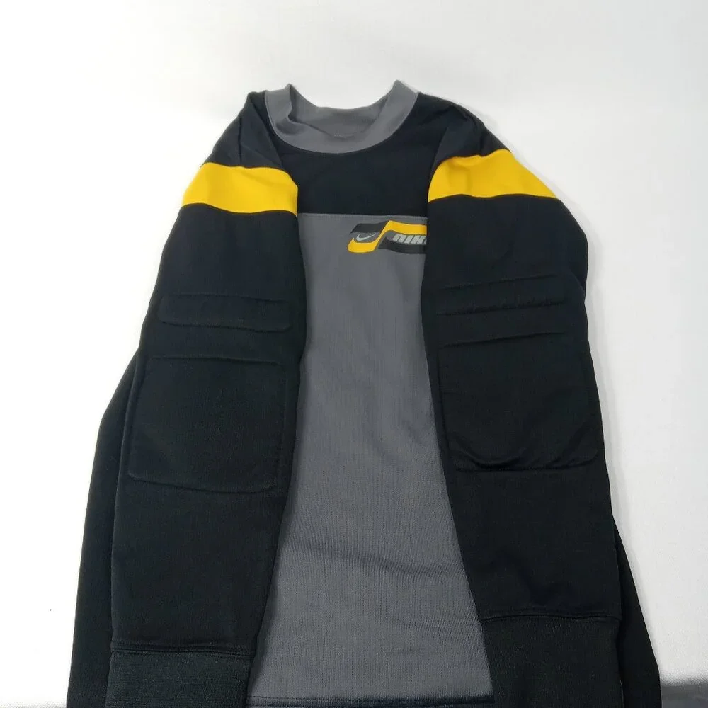NIKE Gray Black Polyester Padded Elbow Performance Jersey Shirt Boys Size Medium